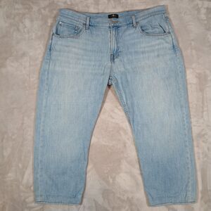 7 For All Mankind Straight Jeans Mens 38 Light Wash Cropped Ankle Stretch Denim